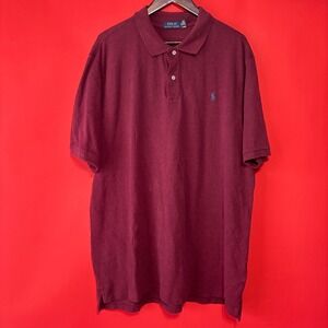 Polo Ralph Lauren Mens Polo Shirt 2XLT Maroon Classic Fit‎ Short Sleeve